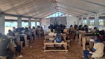 The UNICEF-donated canopy-classrooms are almost as comfortable as airconditioned rooms!