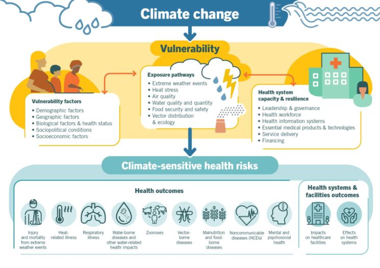 Climate change can alter the distribution and transmission of vector-borne diseases.