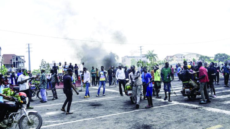 Protesters on the streets of Kinshasa.