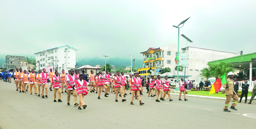 Pupils and students chanted national unity as they marched.