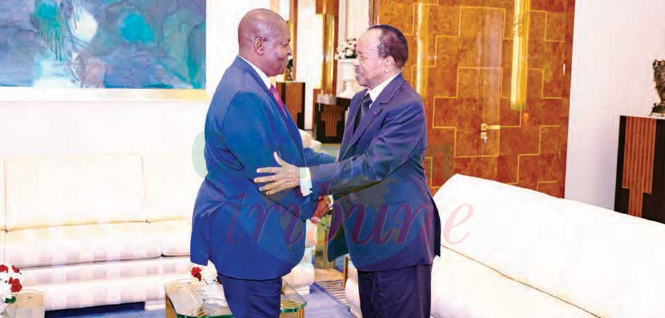 President Paul Biya Saturday April 29, 2023 received in audience President Faustin-Archange Touadéra who was on a friendly and working visit on the invitation of his Cameroonian peer.