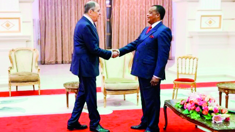 President Sassou (right) and Serguei Lavrov in Oyo (photo achieves).