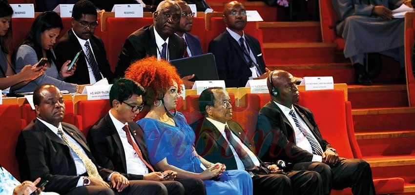 President Biya and wife at the Lyon Conference.